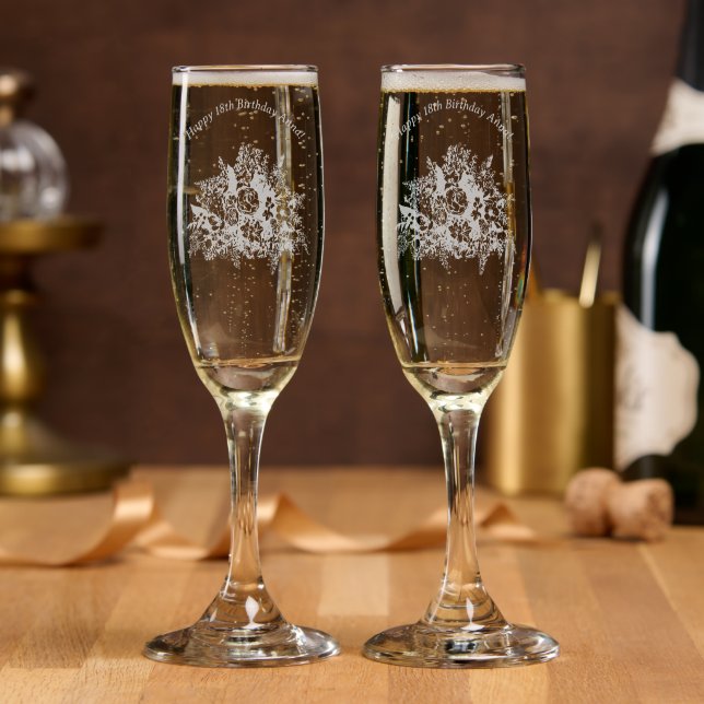 Birthday or other occasion flower bouquet champagne flute (Party)