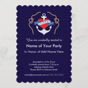 Birthday or Wedding on a Boat Nautical Anchor Invitation