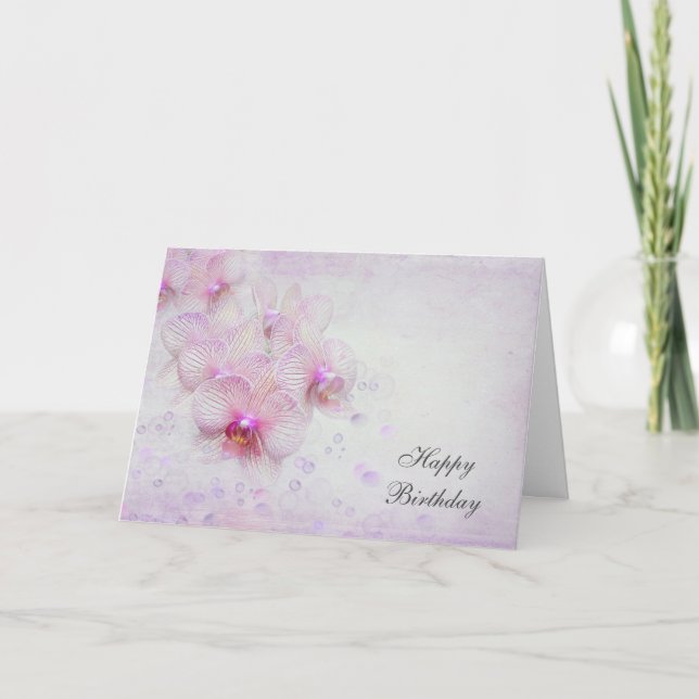 Birthday Orchid and Pearls  Card (Front)