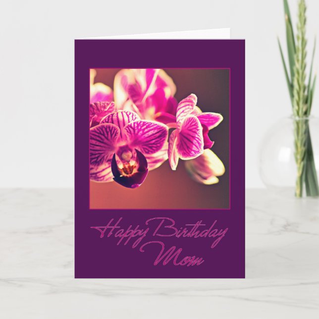 Birthday Orchid for Mom Card (Front)