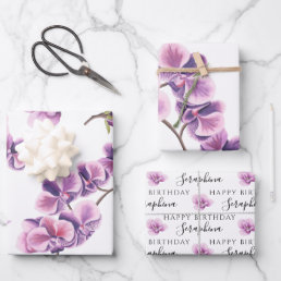 Birthday Orchid Wrapping Paper Sheets