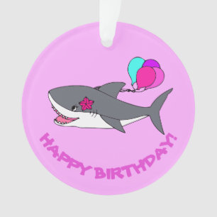 Birthday ornament with cute shark