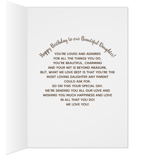 BIRTHDAY -  OUR DAUGHTER - COUNTRY FLOWERS/VASE (Inside (Right))