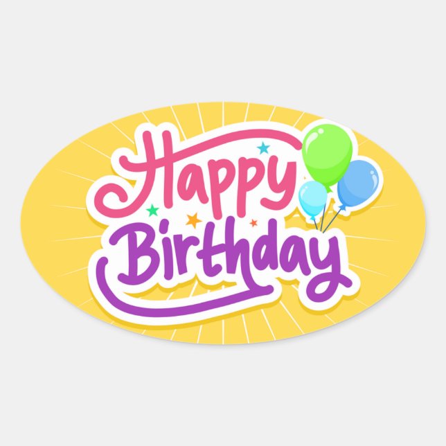 BIRTHDAY OVAL STICKER (Front)