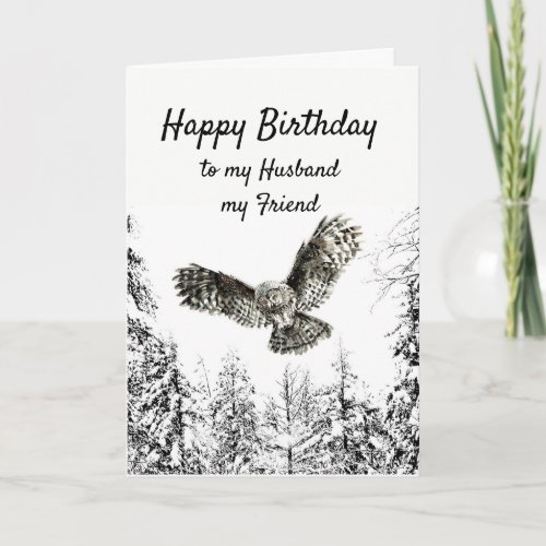 Birthday Owl Bird Watercolor Husband Friend Card