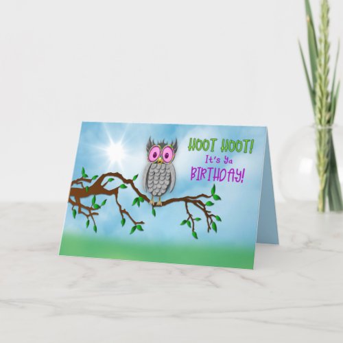 Birthday Owl in Sunglasses Hoot Hoot Card