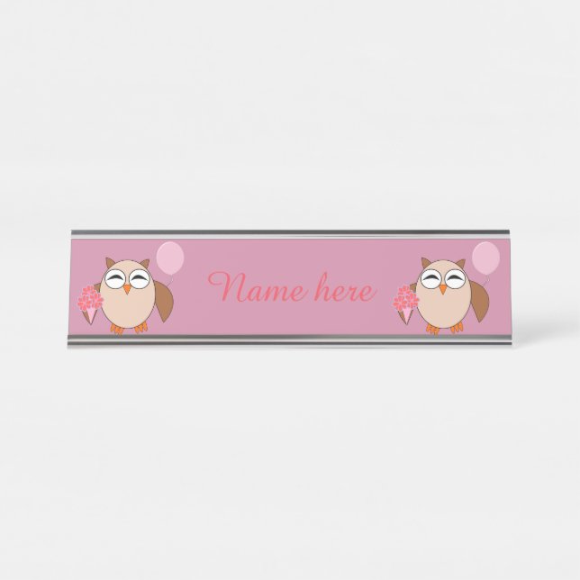 Birthday Owl Personalized Desk Sign (Front)