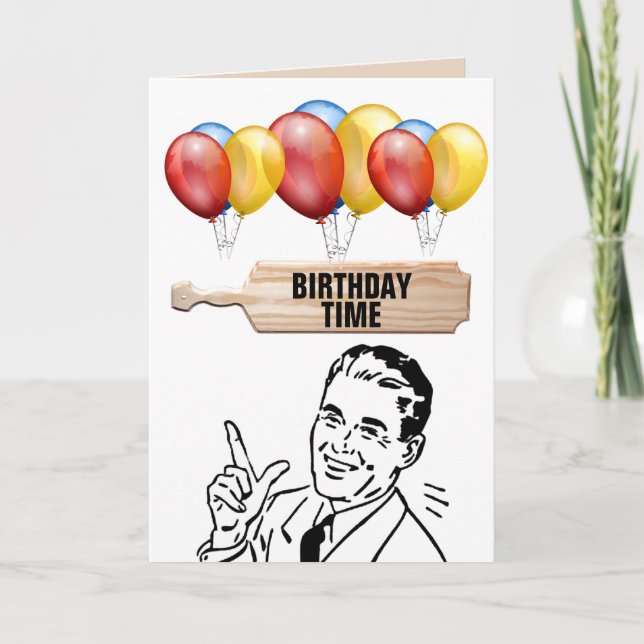 BIRTHDAY PADDLING SPANKING GREETING CARD (Front)