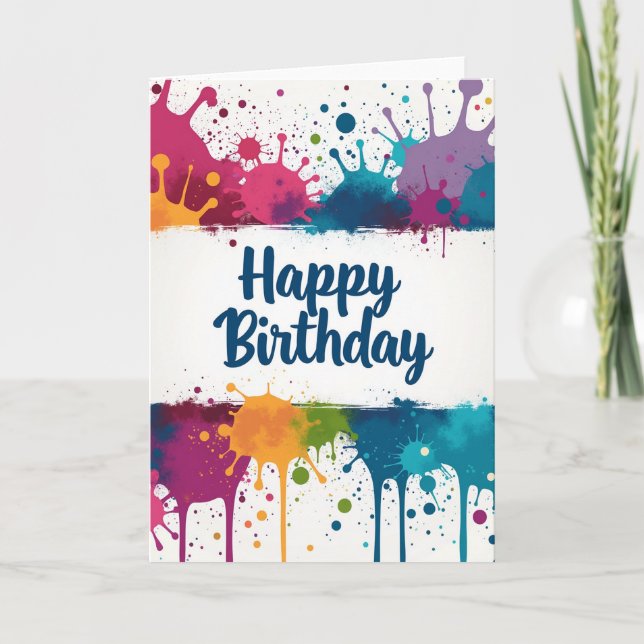 Birthday Paint Splatter Card (Front)