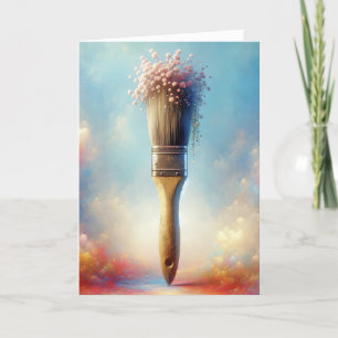 Birthday Paintbrush With Baby's Breath Card