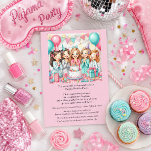  Birthday Pajama Party Girls Slumber Invitation