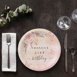 Birthday pampas grass blush rose gold butterflies paper plates<br><div class="desc">A rustic blush pink,  rose gold gradient background. Decorated with rose gold,  pink florals and butterflies. Personalize and add a name and age.</div>