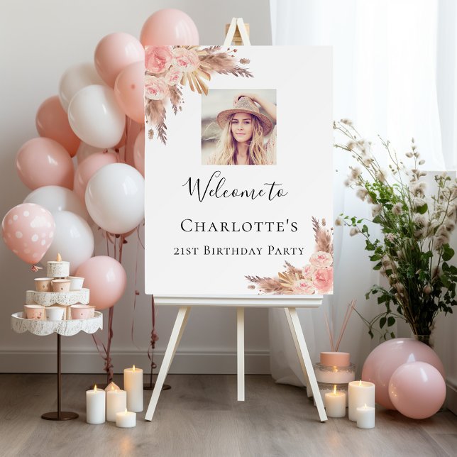 Birthday pampas grass blush rose gold photo foam board (Creator Uploaded)