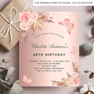 Birthday pampas grass rose butterfly budget flyer