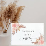 Birthday pampas grass rose gold blush floral  guest book<br><div class="desc">For an elegant and modern 21st (or any age) birthday party. A chic white background. Decorated with rose gold,  blush pink florals,  pampas grass. Personalize and add a name and date.  
Spine: add your own text.</div>