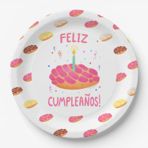 Birthday Pan Dulce Concha in Spanish Paper Plates