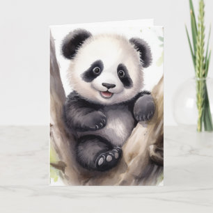 Birthday Panda Bear In Tree Card