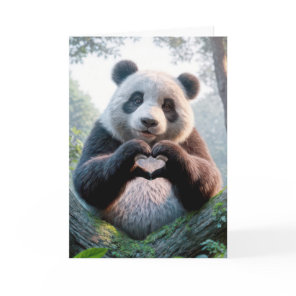 Birthday Panda Bear Paws In Heart Shape Card