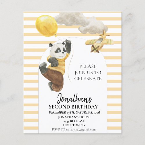 Birthday Panda Bear with Balloons Watercolor
