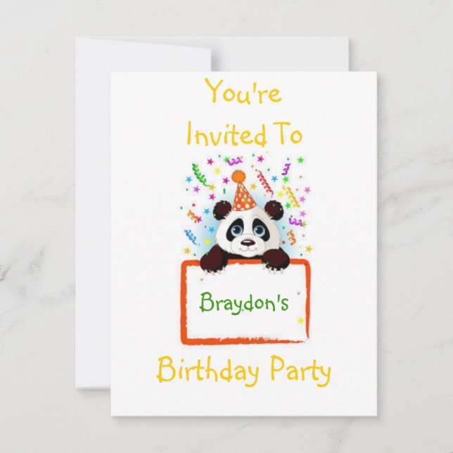 Birthday Panda Invitation (Front)