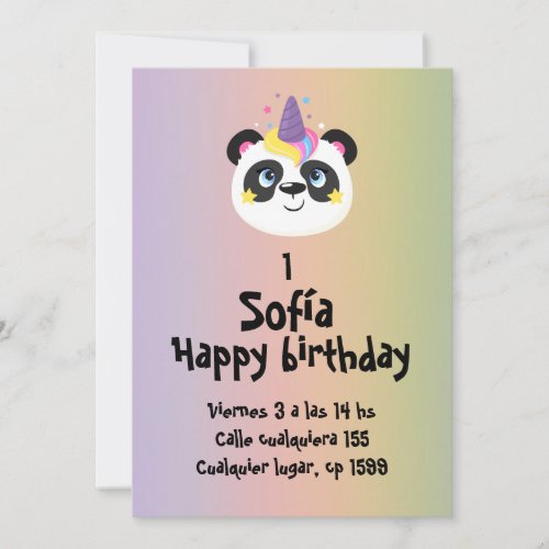 Birthday panda invitation