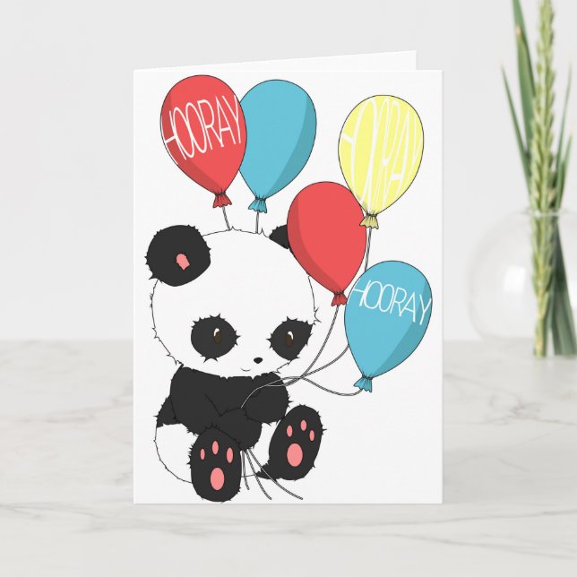 Birthday Panda with balloons Card (Front)