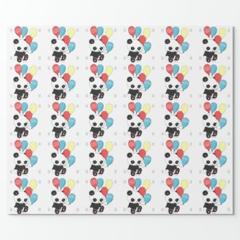 Birthday Panda With Balloons Wrapping Paper by CateLE at Zazzle