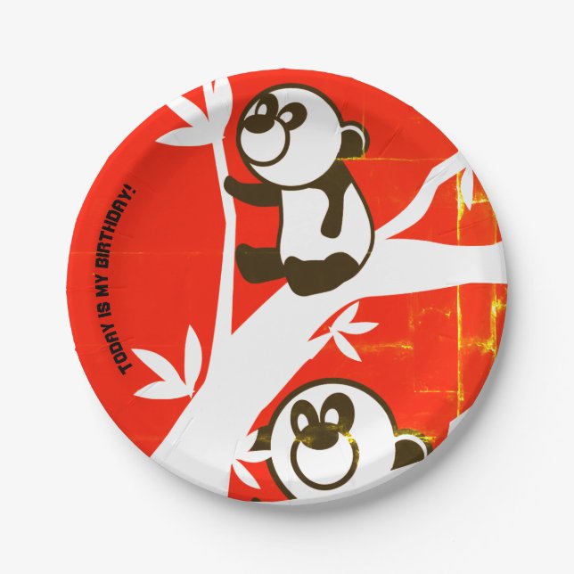Birthday Pandas Paper Plates (Front)