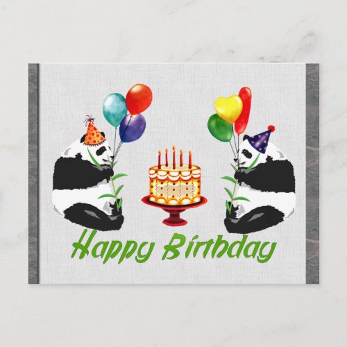 Birthday Pandas Postcard