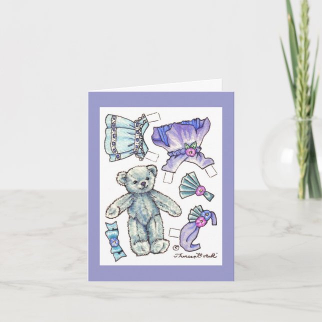 Birthday Paper Doll Teddy Card (Front)