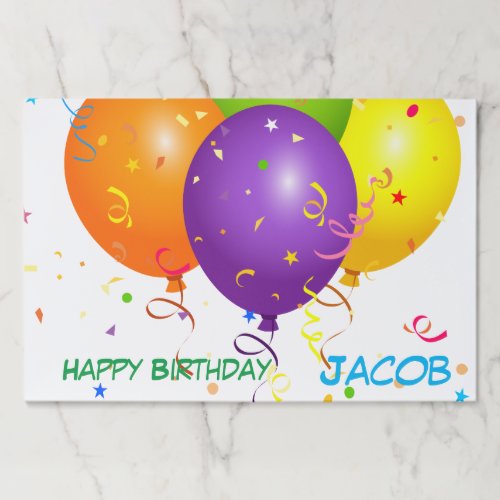 Birthday Paper Placemats Pad _ Theme Balloons