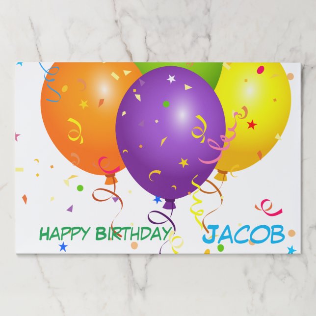 Birthday Paper Placemats Pad - Theme Balloons (Front)