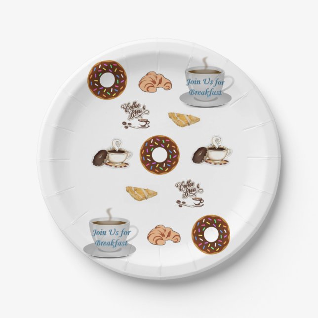Birthday Paper Plates, Coffee Donuts Plates (Front)