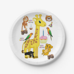Birthday Paper Plates, Giraffe Paper Plates