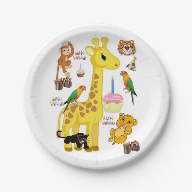 Birthday Paper Plates, Giraffe Paper Plates (Front)