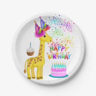 Birthday Paper Plates, Giraffe Plates