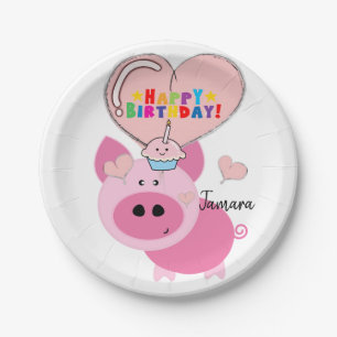 Birthday Paper Plates, Pig Plates