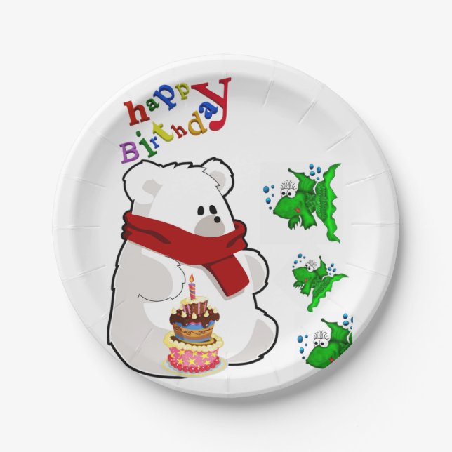 Birthday Paper Plates, Polar Bear Paper Plates (Front)