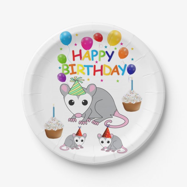 Birthday Paper Plates, Possum Paper Plates (Front)