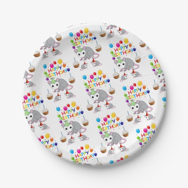 Birthday Paper Plates, Possum Plates (Front)