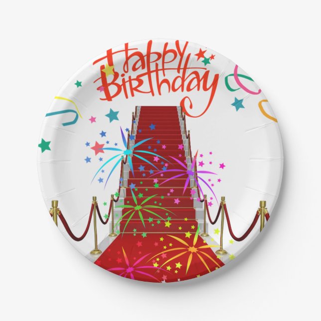 Birthday Paper Plates, Red Carpet Paper Plates (Front)