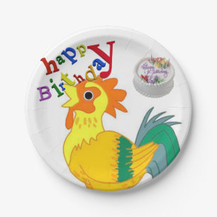 Birthday Paper Plates, Rooster Plates