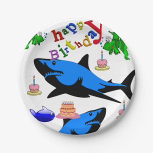 Birthday Paper Plates, Shark Paper Plates