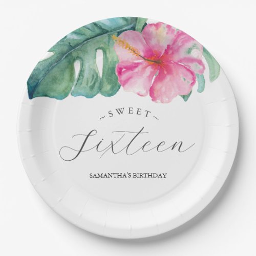 Birthday Paper Plates Sweet 16 Tropical