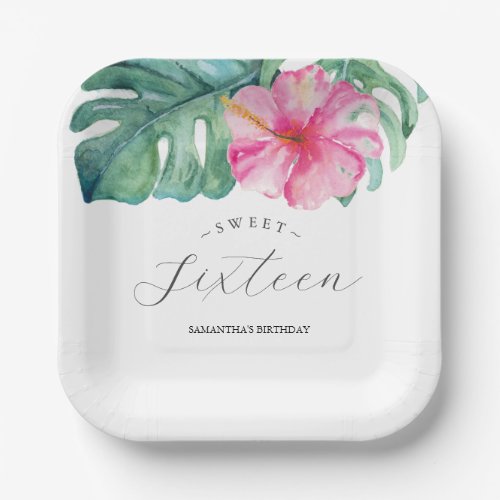 Birthday Paper Plates Sweet 16 Tropical