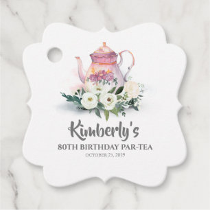 Birthday Par-Tea Floral Teapot Favor Tags