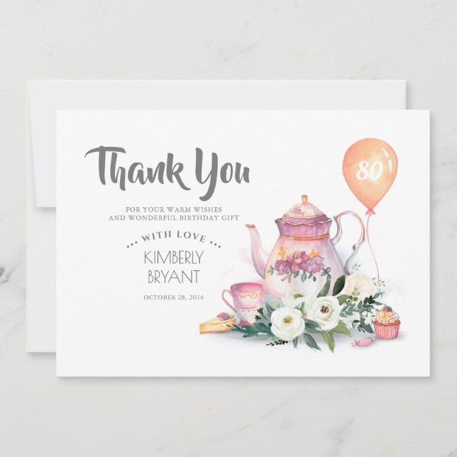 Birthday Par-Tea Floral Thank You (Front)