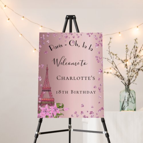 Birthday Paris blush pink eiffel tower welcome Foam Board