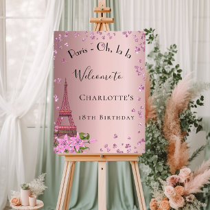 Birthday Paris blush pink eiffel tower welcome Foam Board