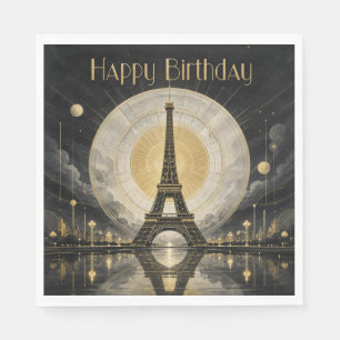 Birthday Paris Eiffel Tower Gold Deco Napkins